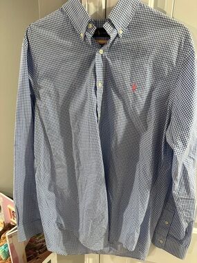 Ralph Lauren Men’s Blue Gingham Button-Down Shirt Large